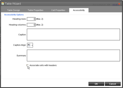 Table Wizard Accessibility Tab - click to enlarge